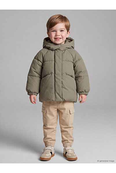 LC Waikiki Nevavm Farkıyla Lcw Baby Green Hooded Water Repellent Baby Boy Coat