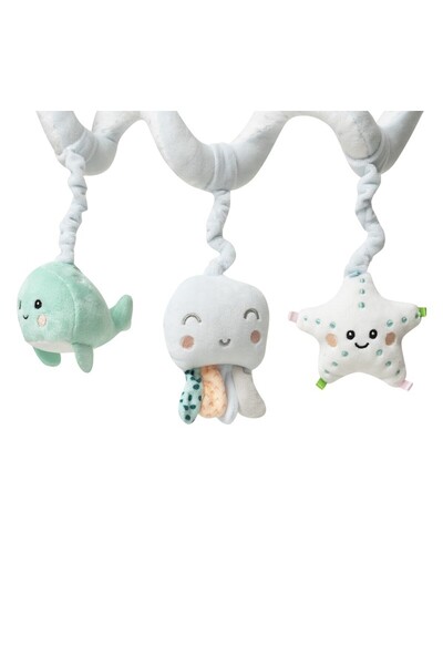 Baby Jucărie spirală de pluș interactivă cu caracatițe - Accesoriu moale suspendabil pentru cărucior și pătuț (Albastru deschis/Verde)
