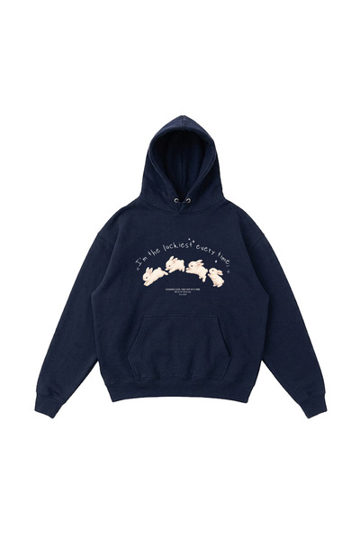 WHITE OF CREATIVE Kadın Kadın Luckiest Bunny Tavşan Baskılı Hoodie 3 İplik Ka...