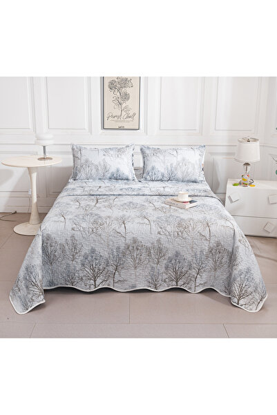 CHIRASO Set Cuvertura Pat Matlasata Reversibila, 2 Fete, 3 Piese, 220x240 cm,...