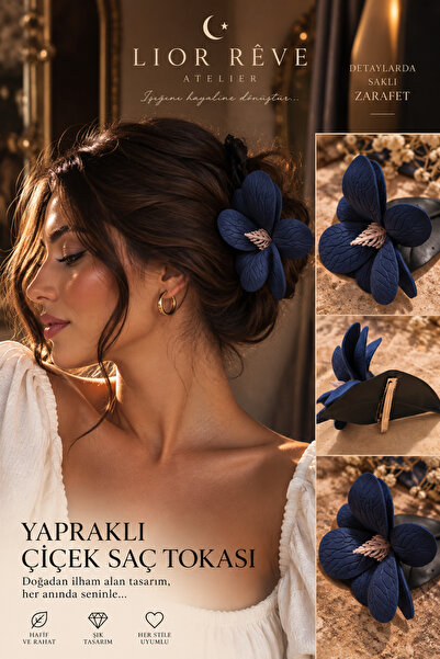 LİOR REVE ATELİER Lior Rêve Atelier Floral Hair Clip with Leaves – Elegant Wo...