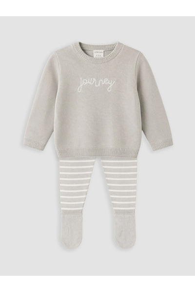LC Waikiki Gray Printed Baby Boy Knitwear Set