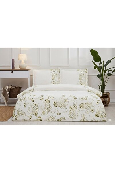 Özdilek Duvet Cover Set with Fitted Sheet Ranforce Single Size Beige Paisley ...