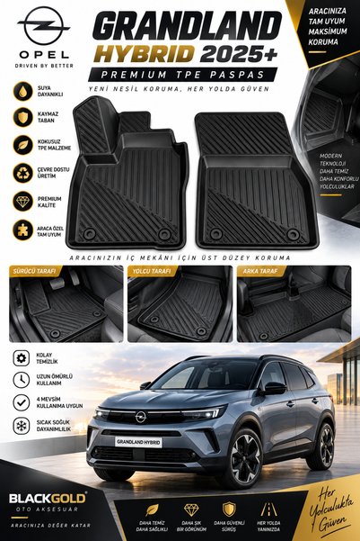 Black Gold Opel Grandland Hybrid 2025+ Uyumlu 3D TPE Oto Paspas – Araca Özel ...