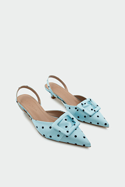 LAMİNTA Matilda Polka Dot Buckle Detailed Women's Heeled Shoes - Baby Blue