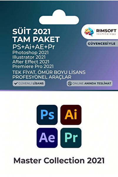 Rimsoft Adobe Tasarım Süiti 2021 Tam Paket (PS+Ai+Ae+Pr) – Ömür Boyu Lisans –...