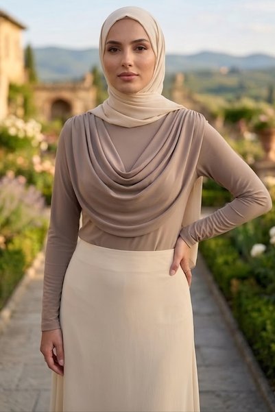 TOFİSA Degaje Yakalı Sendy Bluz Vizon - 28901-VIZON