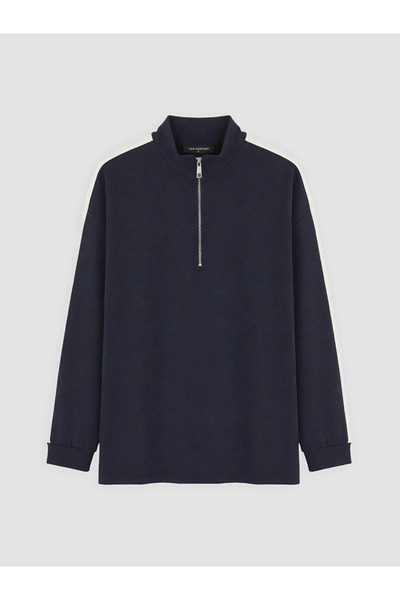 LC Waikiki Navy Blue High Collar Soft Touch Women's Sweatshirt