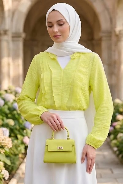 TOFİSA Fırfır Detaylı Bluz Sari - 28917-SARI