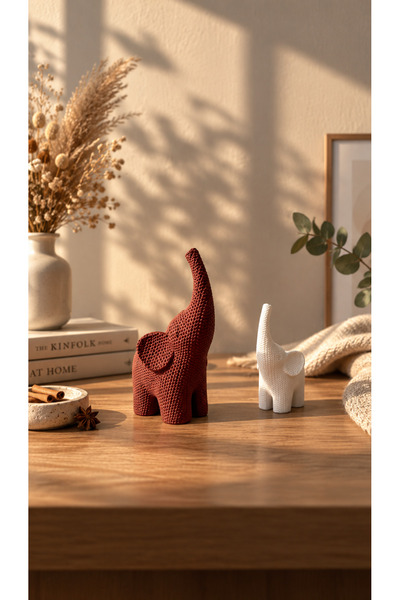 DOSSUESTUDİO İkili Fill Biblo Seti – Dekoratif Büyük 12CM & Küçük Fil 8CM Fig...