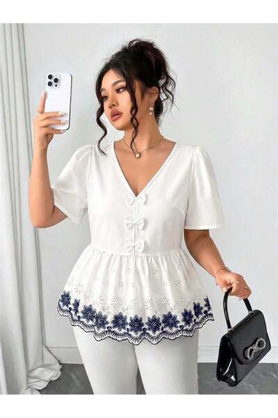 Sheya Short-sleeve shirt, white - 1XL