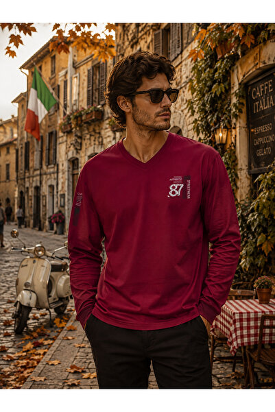 Masimar Men's V-Neck Sweatshirt 100% Cotton