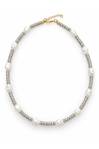 CHARMLUCKY Pearl and Stone Necklace