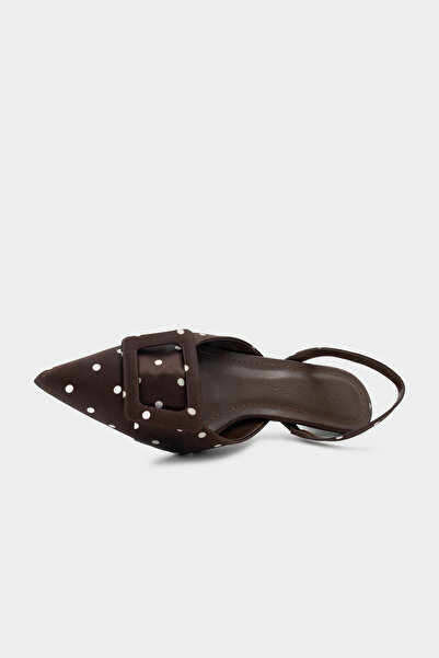 LAMİNTA Matilda Polka Dot Buckle Detailed Women's Heeled Shoes - Aci Brown