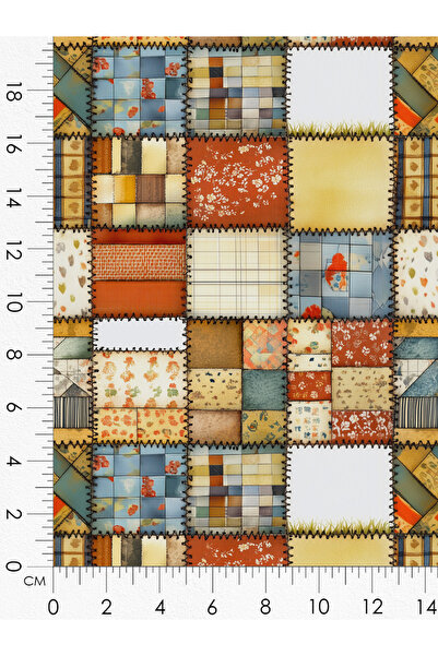 FabricMarket قماش ساتان قطني 100% - 300×155 سم - نمط هندسي وزهري، بألوان برتقالية وزرقاء وبيج