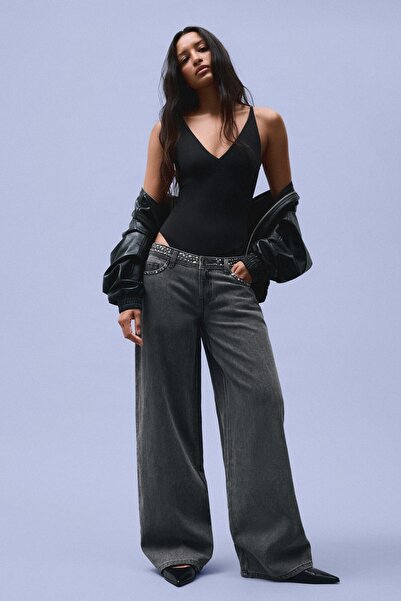 Bershka Zımba detaylı straight fit pantolon
