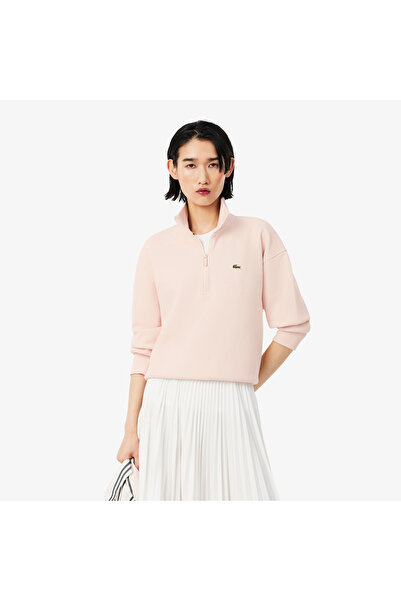 Lacoste Kadın Relaxed Fit Yarım Fermuarlı Açık Pembe Sweatshirt