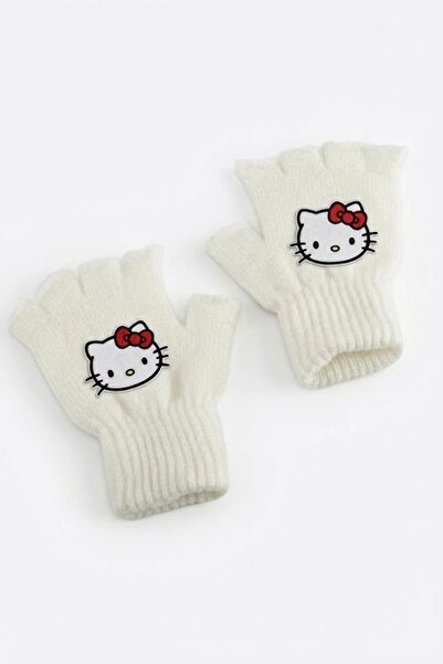 ARS Butik White Hello Kitty Cut-Finger Unisex Gloves