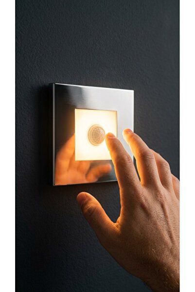 Krom Kasa Kare Sensörlü 1.5 Watt Gün Işığı Led Armatür
