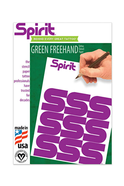 Tattoo Spirit Green Freehand Dövme Transfer Kağıdı 8.5 x 11 | 100 Adet – Yeşi...