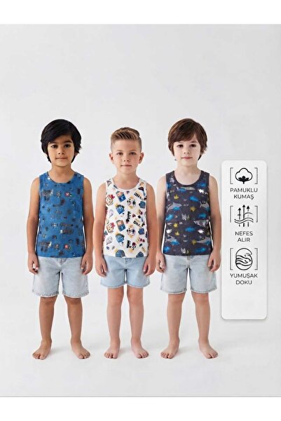 B'YOU life 3-Piece Patterned Boys' Undershirts