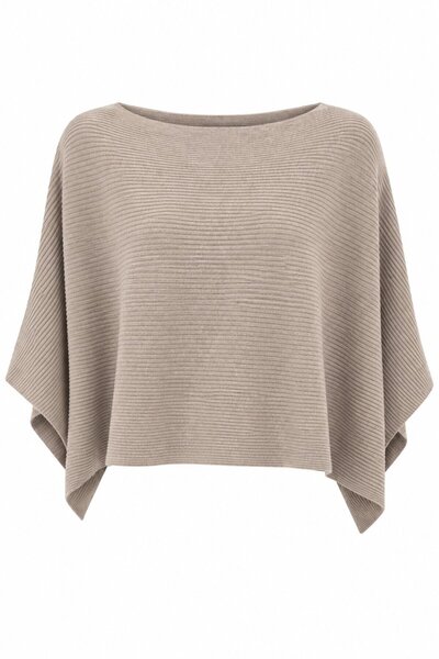 Laluvia Beige Bat Sleeve Knitwear Blouse - 261126