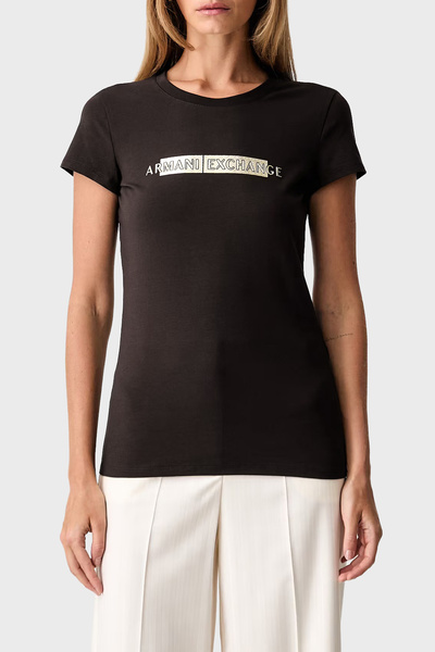 Armani Exchange Cotton Blend Logo Crew Neck t Shirt Women's t Shirt Xw002811 ...