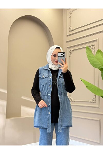 moda4b طقم جينز نسائي من 3 قطع - مجموعة عصرية محتشمة مع جيوب بأزرار n-05542 _...