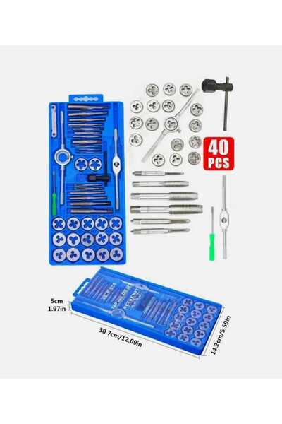 Hırdavat 40 Piece Tap and Die Set Metric Set between M3-M12, 40 Pieces in a Box