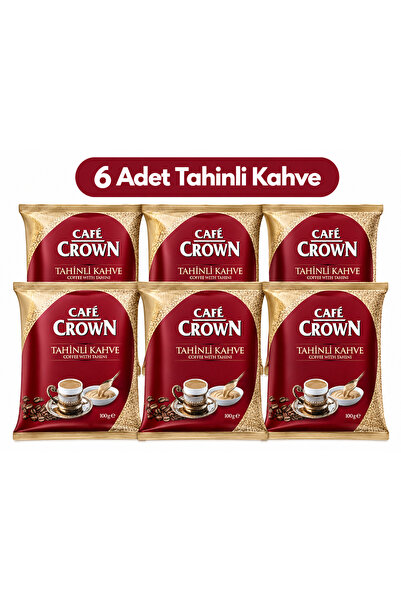 Cafe Crown قهوة كافيه كراون بالطحينة 100 جرام × 6 قطع - قهوة تركية بنكهة الطحينة