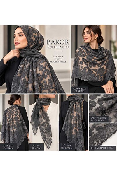 tomrisboutique Baroque Collection Gradient Burnt Jacquard Tulle Shawl 70 X 19...