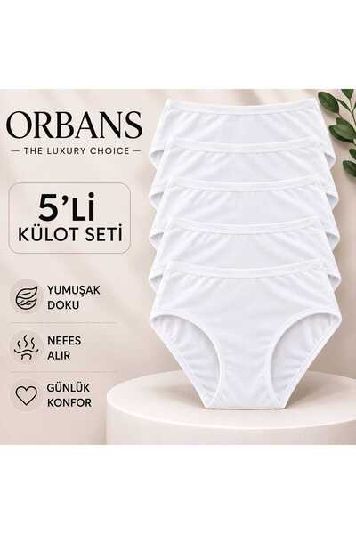 Orbans %100 PAMUK YÜKSEK BEL KADIN KÜLOT 5'Lİ PAKET