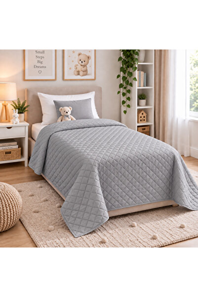 OEMN Elite Home Καπιτονέ Κουβέρτα, Μονόχρωμη, 100% Μικροΐνες, 150×210 εκ., γκ...