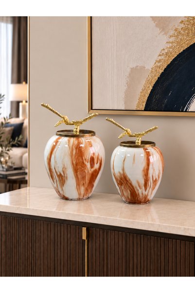 Bibo Home Dekoratif Obje - Sultan 2 li Küp Marble