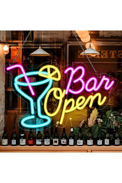 OEM Semn Neon LED "Bar Open" inShareplus, Luminățitate reglabilă, USB 5V, Mul...
