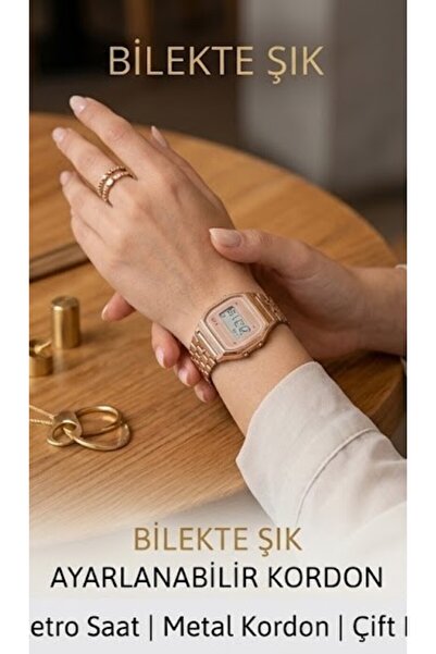 VIENCO Kadın Rose Gold Retro Dijital Kol Saati