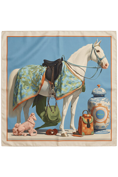 The Noble Steed %100 İpek Fular 50x50 cm