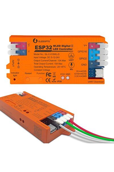 GLEDOPTO Ελεγκτής LED Ευρετηριζόμενος ESP32 WLED, GL-C-016WL-D, 15A, Wi-Fi, U...