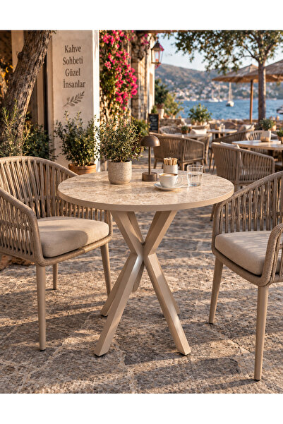 MASA MUTFAK CAFE BALKON BAHÇE RESTORAN YEMEK MASASI 70X70 ( CAPPUCİNO TRAVERT...
