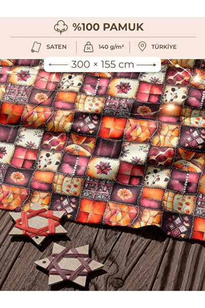 FabricMarket Țesătură patchwork din satin 100% bumbac – 300x155 cm – Model pa...