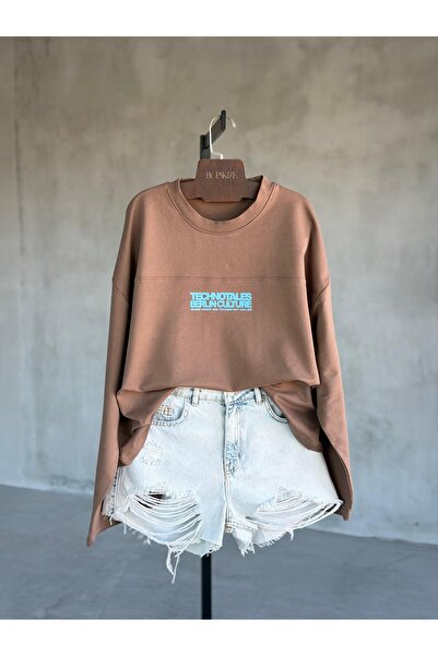 By Pakize Oversize Yazı Baskılı Sweatshirt