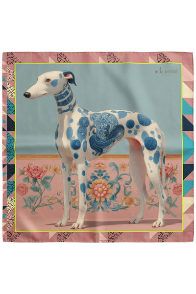 The Porcelain Hound %100 İpek Fular 50x50 cm