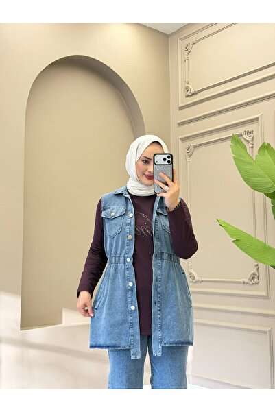 moda4b طقم جينز نسائي من 3 قطع - مجموعة عصرية محتشمة مع جيوب بأزرار n-05542 _...