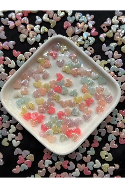 Bijumix Aksesuar 100 komada pastelnih perli u obliku srca 12,3x14,3 mm – sede...