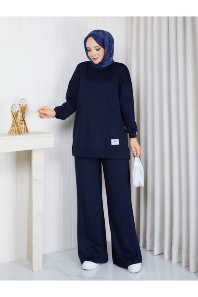 NEW JOURNAL Women's Navy Blue Front Arma Detailed Oysho Basic Set Asf412
