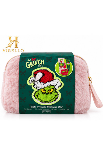 SENCE Grinch Borsetă Cadou – Balsam Buze 6 ml + Cremă Mâini 30 ml + Shimmerin...