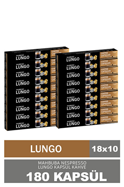 Mahbuba 180'li 18x Lungo Kapsül %100 Arabica Kahve (Nespresso Uyumlu Alüminyum)