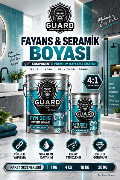 SARAS KİMYA GUARD Fayans ve Seramik Boyası | Astar ve Vernik İstemez | Ekstra...