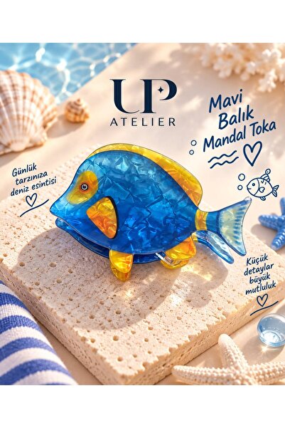 Up Atelier سمكة زرقاء عظمية لؤلؤية 8 سم