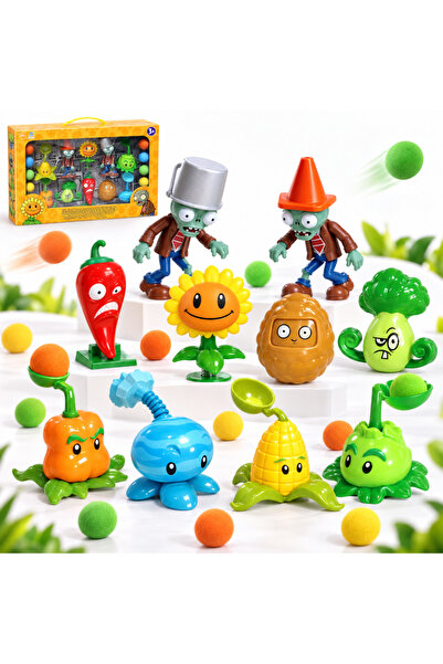 RCO Set Figurine Plants vs Zombies 2 cu Lansator si Mingi, 10 bucati, 3+ ani